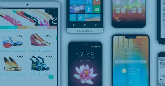 cellphones with colorful screens